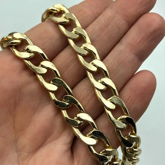 RETRO Gold Tone Curb Link Chain Necklace, Power Dressing Unisex 1980s Style - Picture 6 of 11